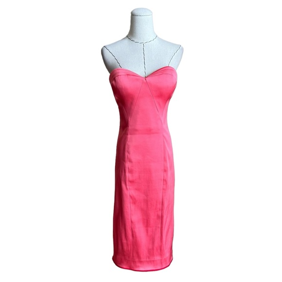 Zac Posen Coral Pink Strapless Sweetheart Fitted Bodycon Cocktail Dress Size 6/8 - Picture 2 of 16